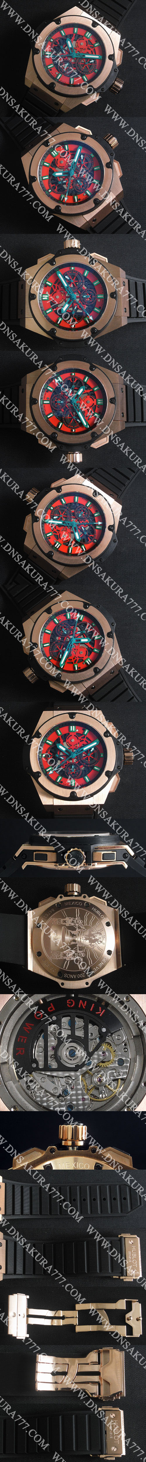 安心注文 HUBLOT キングパワー メキシコ Asian 7750搭載A Automatic クロノグラフ 夜光 レッド