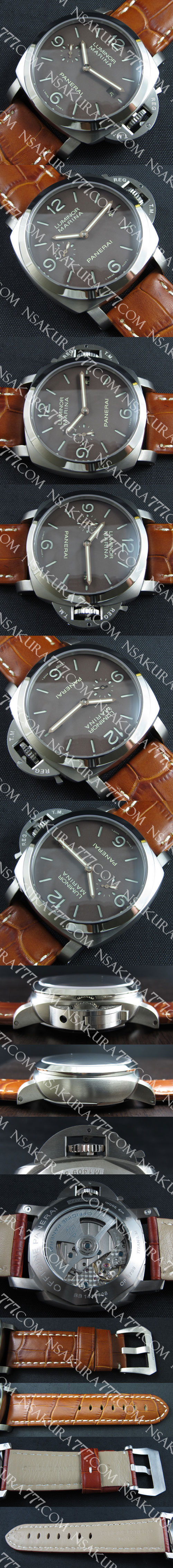 高級取り扱い腕時計パネライ ルミノール マリーナ PAM00352(ブラウン高級ベルト)