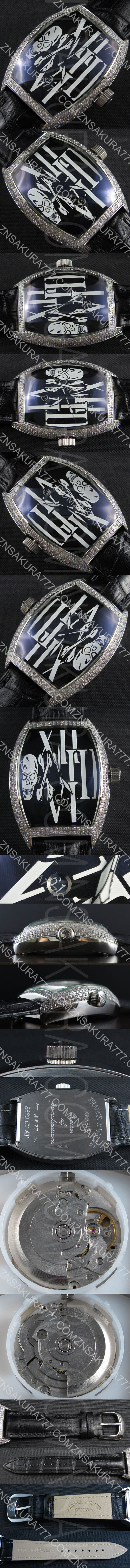 高級感腕時計フランクミュラー マスター コンプリケーション(ダークブルー文字盤ホワイトドクロ印刷)