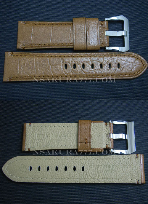 44mmケース（ラグ幅24mm)用ブラウン革ベルト 質感良好