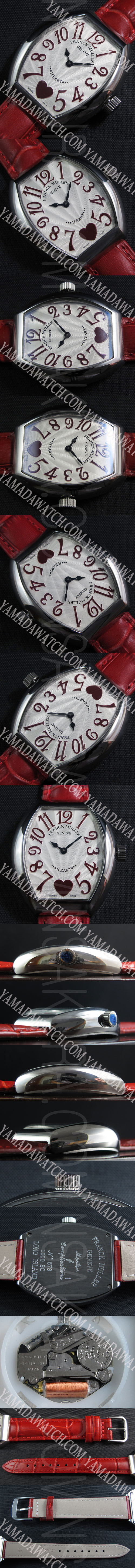 時計老舗フランクミュラー カサブランカ (電池式レディース赤革ベルト)