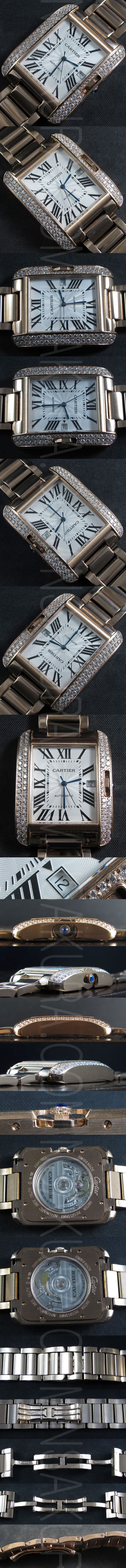 素敵な腕時計 CARTIER タンクアングレーズ，Asian ETAムーブ 搭載 Automatic デイト シルバーダイヤル