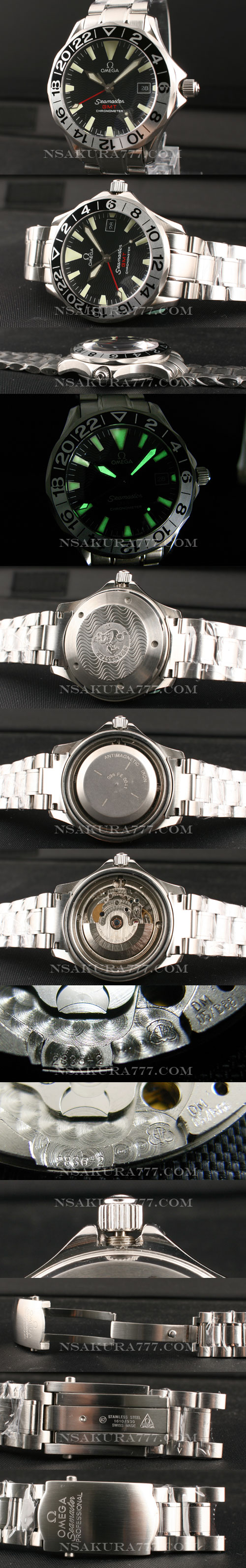 本物と区分けがつかないオメガシーマスター黒文字盤機械式腕時計