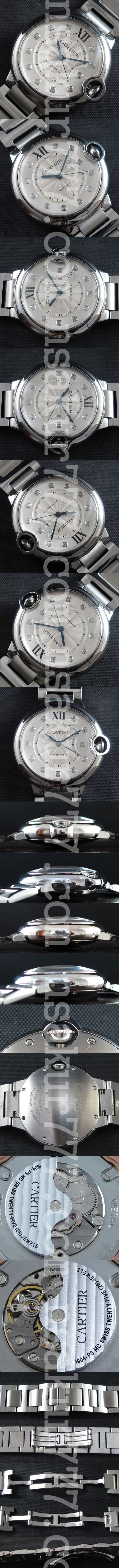 防水腕時計 CARTIER バロンブルー Asain ETA ムーブ Automatic シルバーダイヤル バケットダイヤ