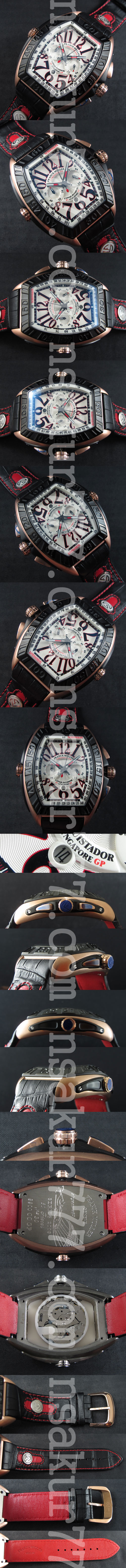 メンズ腕時計フランクミュラー コンキスタドール グランプリ(ブラック革ベルト)