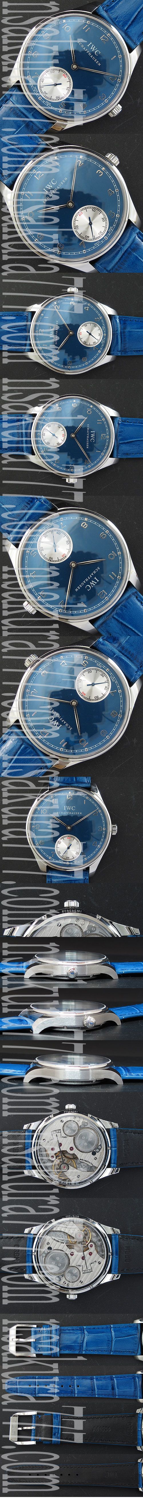 希少新作腕時計IWC ポルトフィーノ(ブルー文字盤、6時位置インダイヤル秒針)