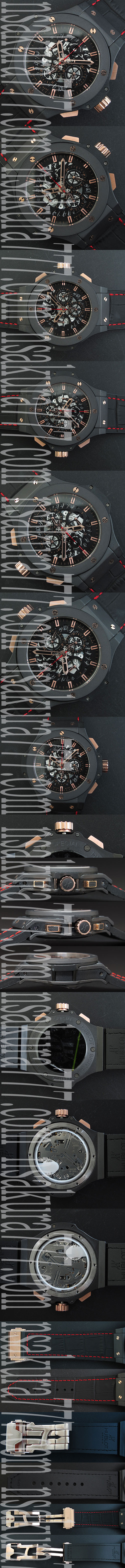 人気機種 HUBLOT アエロ バン, Quartz movement搭載 ! クロノグラフ スケルトン カレンダー表示