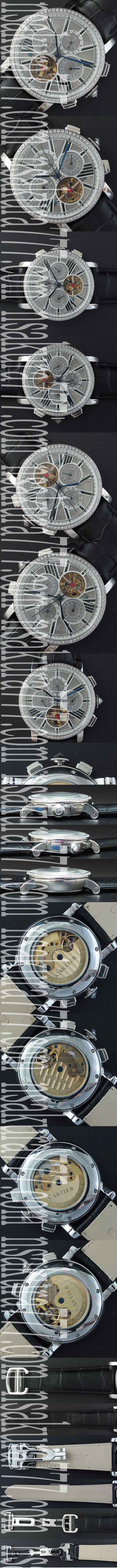 優良店舗 CARTIER ロトンド ドゥ カルティエ，Asian 21600振動 Automatic グレー文字盤 カレンダー