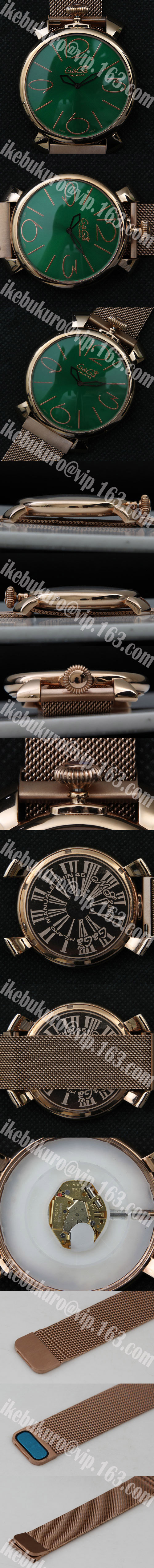 スーパーコピーショップ ガガ ミラノ ムーブメント クオーツムーブメント 44mm グリーン文字盤 クロノメータ
