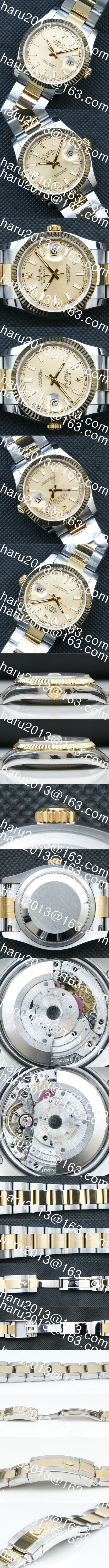 話題商品 ROLEX デイトジャスト ゴールドコンビネーション 3135搭載 AUTOMATIC カレンダー 夜光