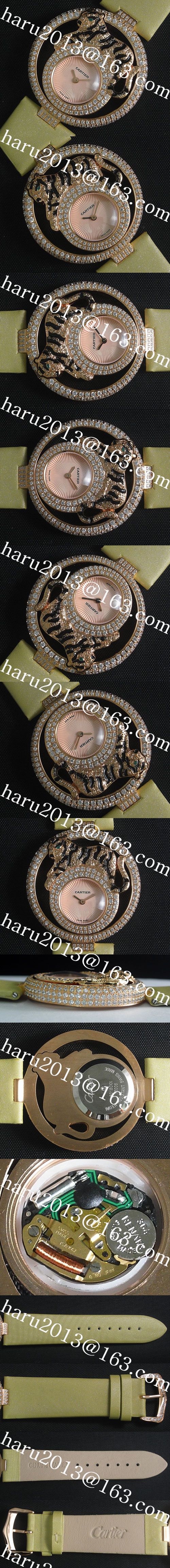 ファッション時計 CARTIER コピー時計 タイガー Quartz movement搭載 人工ダイヤ 42mm ピンクゴールド