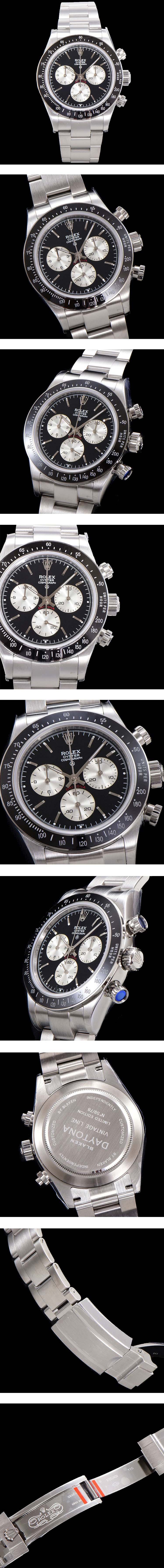 ロレックス 旧型デイトナ・自動巻き Ref.6263 ブラック BLAKEN高級改装スーパーコピー時計