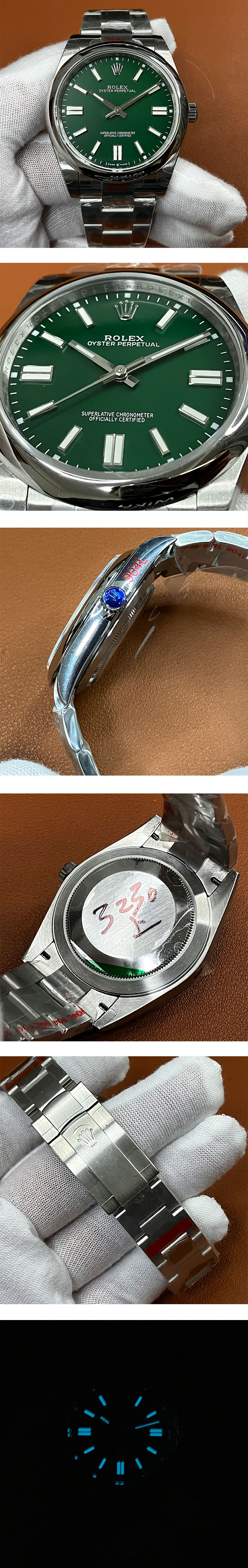 レプリカ時計！最高級ロレックスコピー オイスターパーペチュアル124300 グリーン 41mm