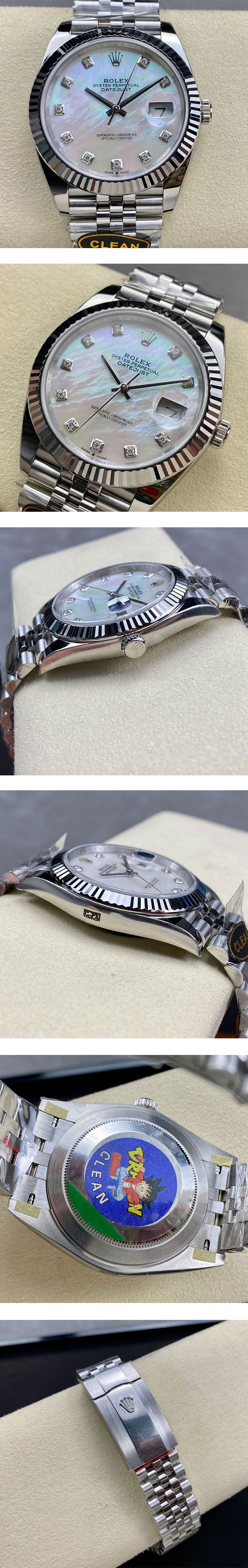 CLEAN製最高級ロレックス126334NG スーパーコピー時計 デイトジャスト 41  ホワイトシェル 10Pダイヤ