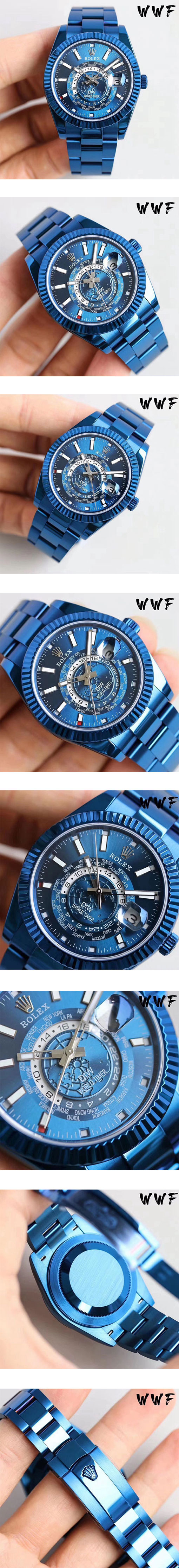 2024最高級ロレックス スカイドゥエラー ブルー 全自動機械 高級改装コピー時計【WWF】