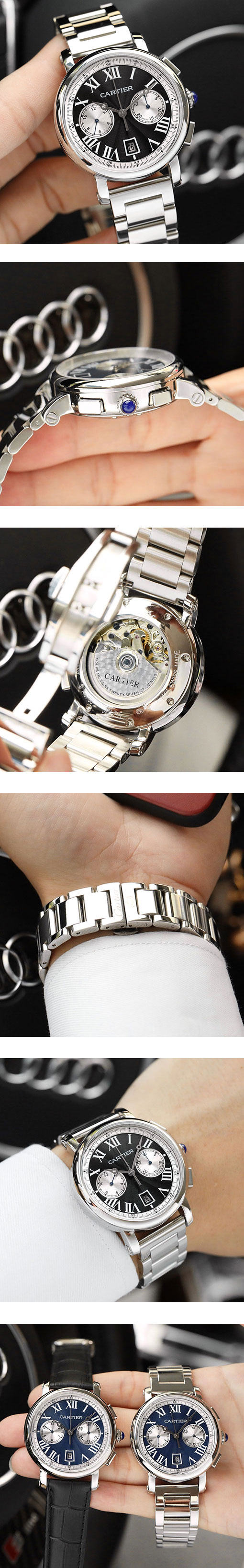 カルティエコピー時計最新品 ロトンド ドゥ カルティエ クロノグラフ WSRO0002 ブラック