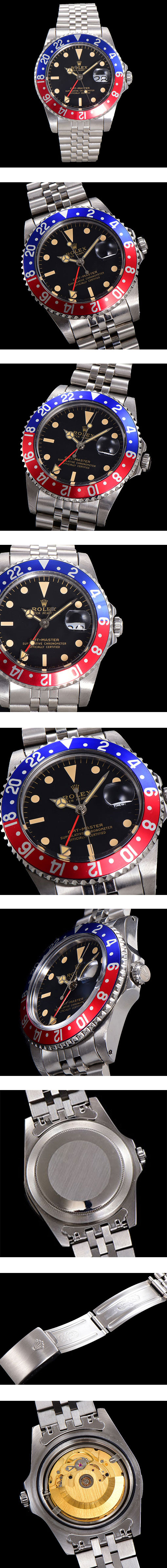 ロレックス 人気スーパーコピー時計 GMTマスター ミラー 1675 ブラック メンズ 腕時計