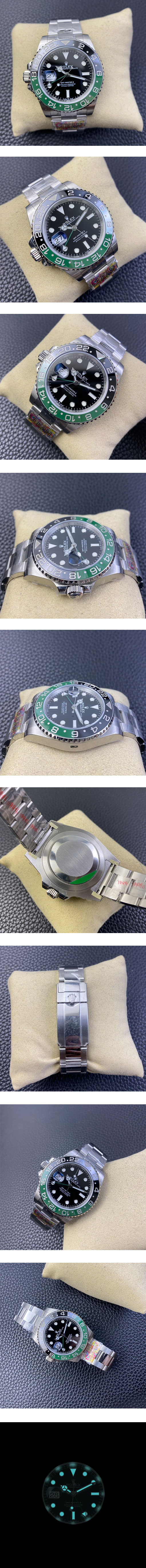 ロレックスGMTマスターⅡ 126720VTNR40ｍｍ  グリーン&ブラックベゼル ブラック文字盤　CLEAN製ハイクォリティスーパーコピー時計