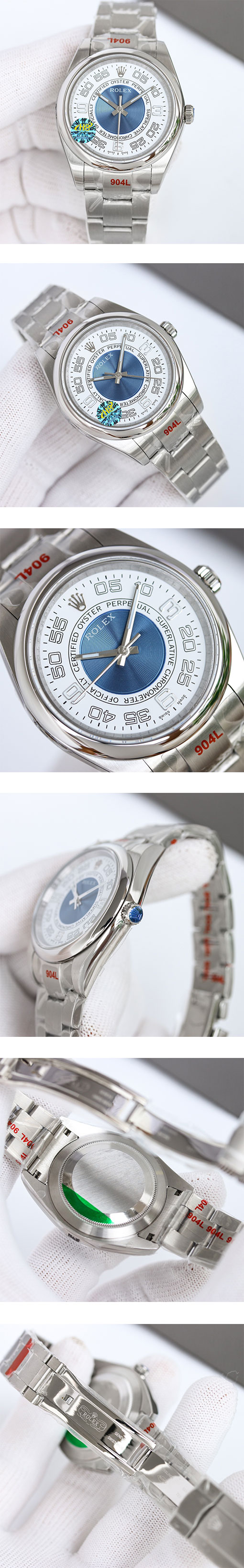 ロレックスレプリカ時計通販 オイスターパーペチュアル 116000 シルバー・ブルー サークルアラビア