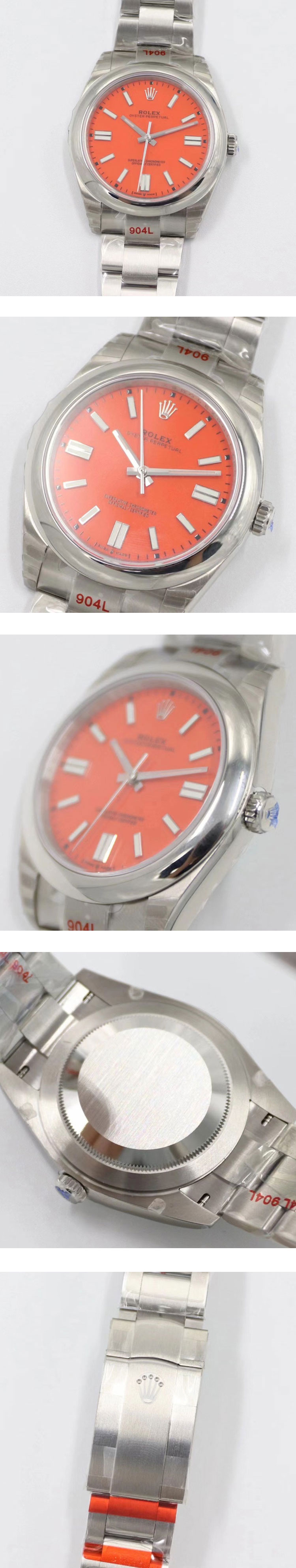 日本発売【池袋時計店舗】 ロレックスコピー時計 オイスターパーペチュアル 41 124300 コーラルレッド