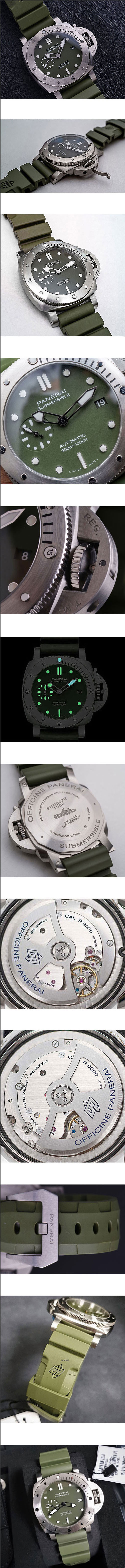 優等商品 PANERAI サブマーシブル ベルデ ミリターレ 42mm（Ref.PAM01055 Cal.P.900 グリーン 日付 夜光