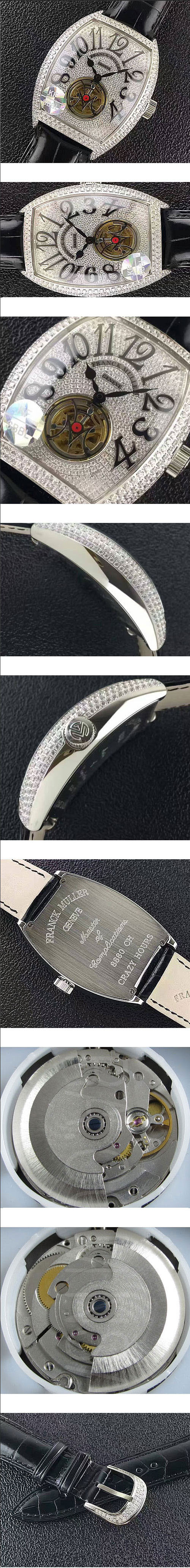 お洒落新品 コピー時計 FRANCK MULLER クロコ21600振動 (自動巻き) 人工ダイヤ サファイヤクリスタル