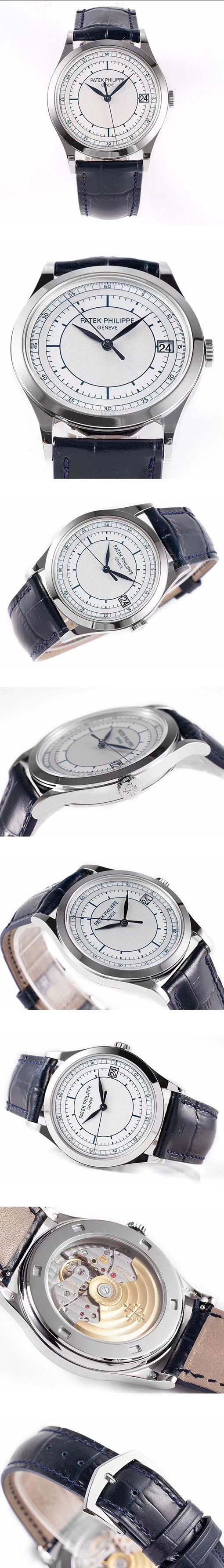 質感良好 PATEK PHILIPPEコピー時計 カラトラバ 5296G-001 Cal.324ムーブ AUTOMATIC シルバー デイト