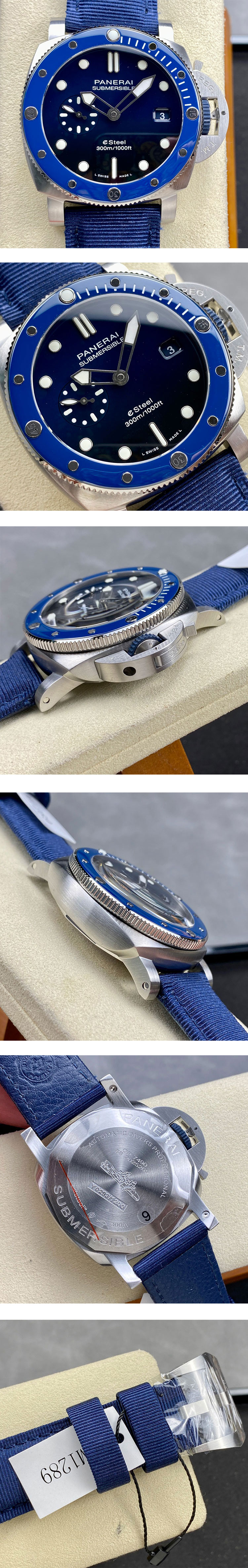 2023大人気!!パネライコピー時計PAM01289 サブマーシブル クアランタクアトロ ESteel ブルー プロフォンド