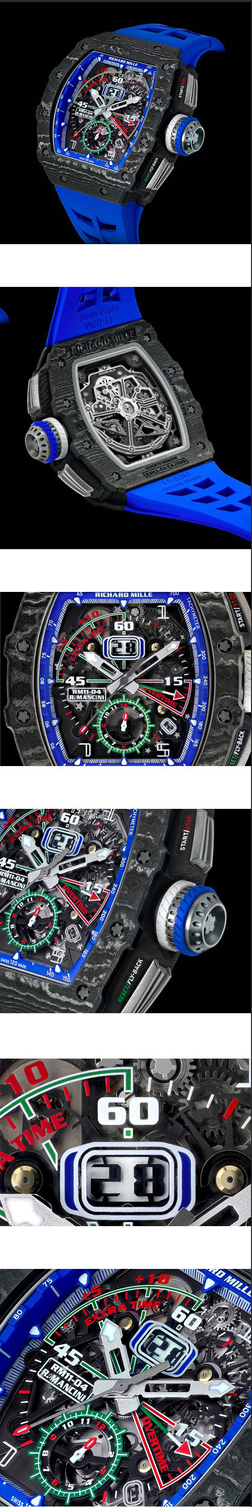 質感良好 Richard Mille RM 11-04 AUTOMATIC フライバッククロノグラフ ロベルト・マンチーニ RMAC3ムーブ スケルトン