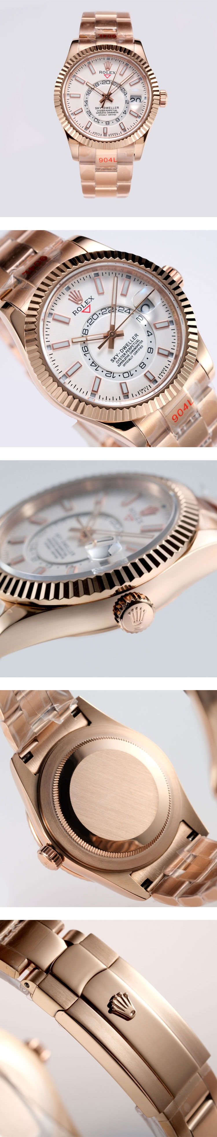 スーパーコピー時計ロレックスM326935-0005販売 スカイドゥエラー 42mm  ホワイト ピンクゴールド