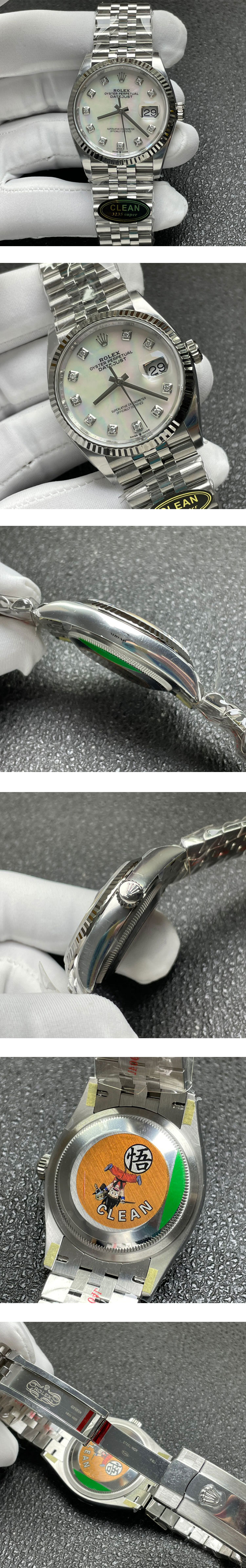 デイトジャストコピー126234NG ホワイトシェル 36mm  CLEAN工場製 今までで最も本物に近いコピー」登場！