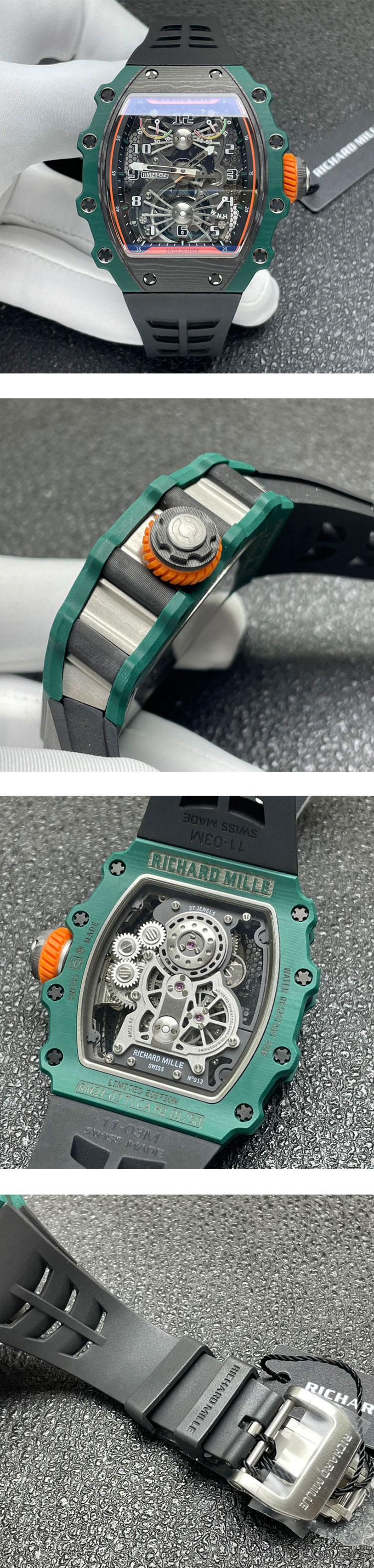 贅沢腕時計リシャール・ミルRM-21－02ダークグリーン(スケルトン式トゥールビヨン直径12.3㎜)