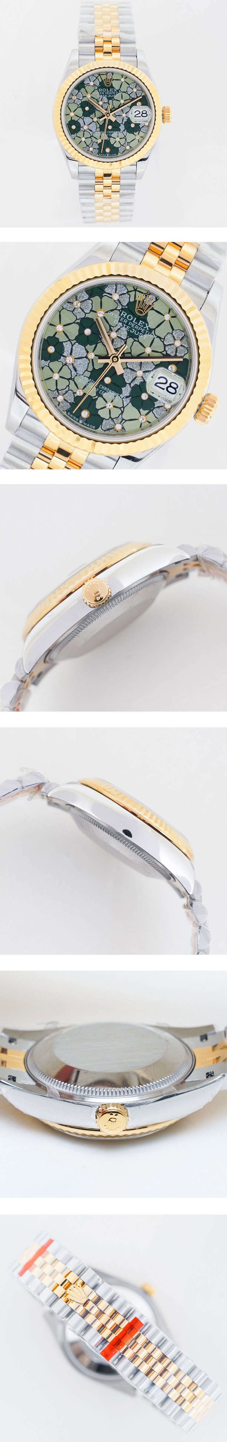 争奪ショッピング M278273-0032 デイトジャストコピー 31mm オリーブグリーン フローラルモチーフ