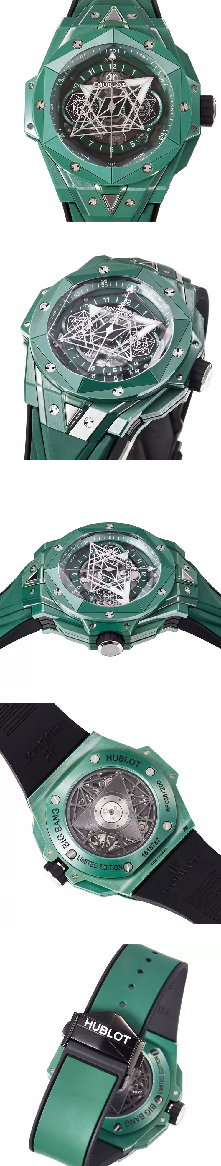 HUBLOTコピー 新品 ビッグ・バン ウニコ サンブルーII グリーンセラミック 418.GX.5207.RX.MXM22【2022年世界限定200本/BBF製】