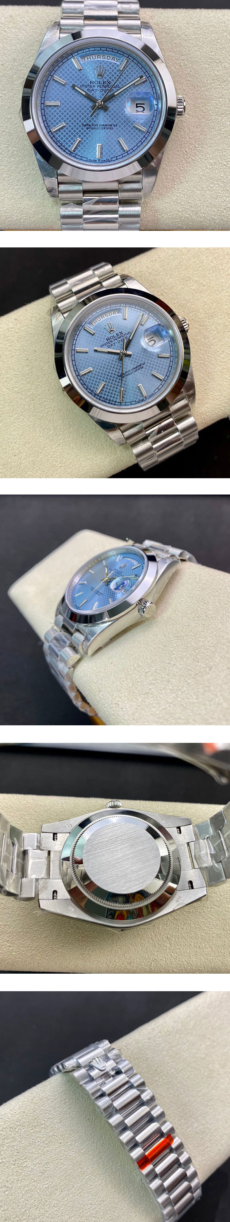 高級腕時計 ロレックスコピー 228206 デイデイト 40mm アイスブルー 斜め格子モチーフ