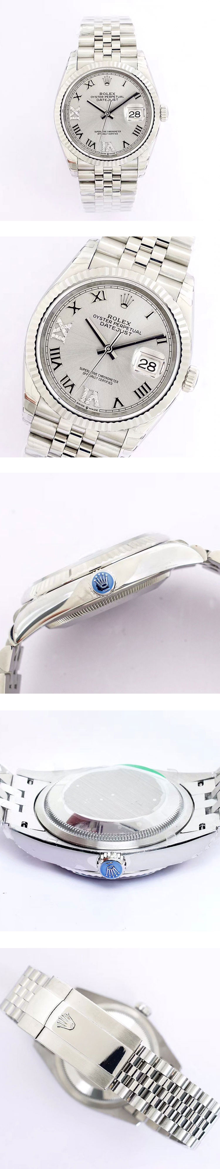【シルバー VI IXダイヤ】ロレックスM126234-0029 デイトジャスト 36mm 超人気スーパーコピー時計販売