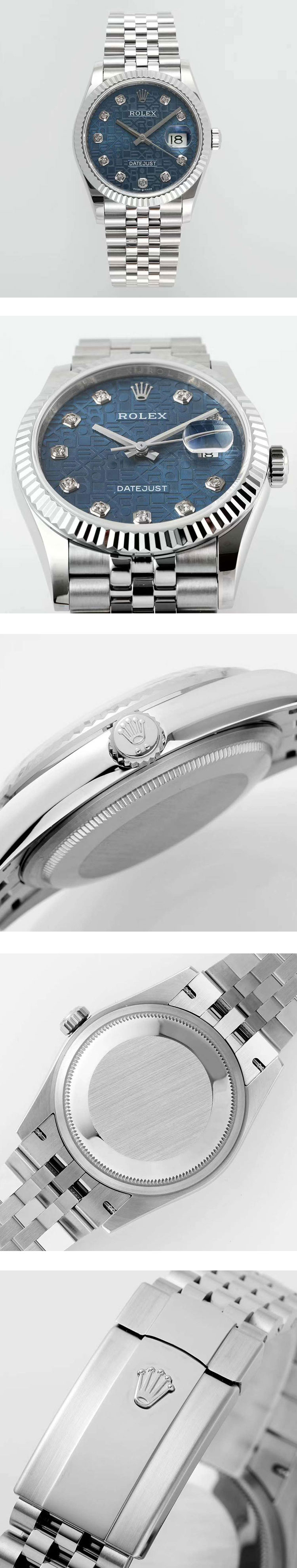 2024最新入荷 ロレックスコピー デイトジャスト 36mm 126234G ブルーコンピューター 10Pダイヤ