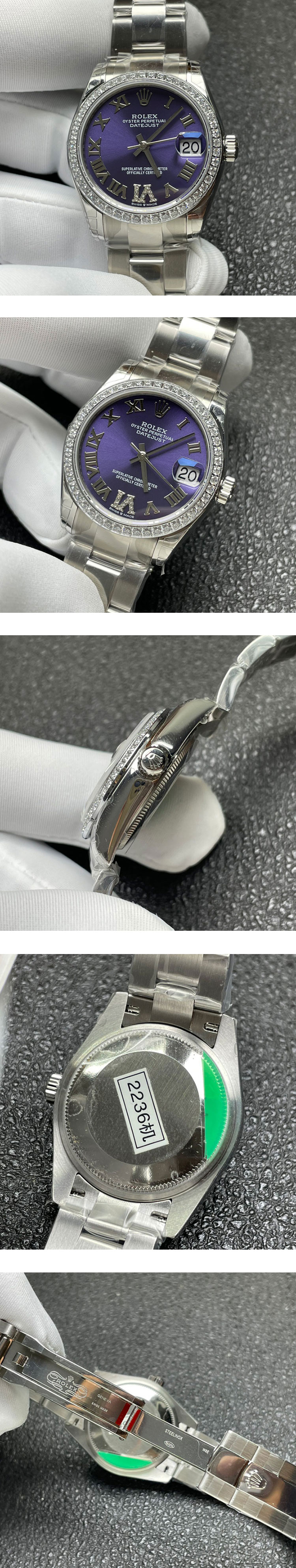 GS製 ロレックスコピーM278384RBR-0029 デイトジャスト 31mm パープルローマ 高品質