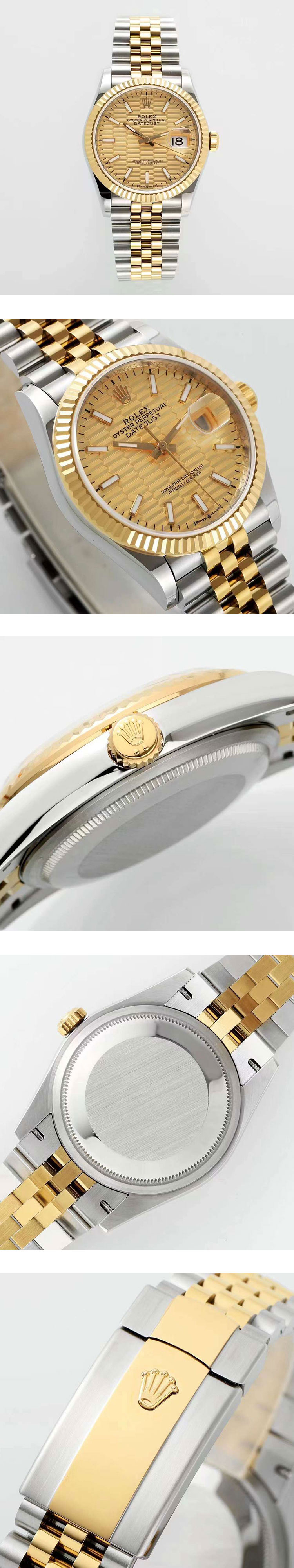 最安値挑戦 ロレックスコピーM126233-0039 デイトジャスト 36mm シャンパンフルーテッド 人気モデル