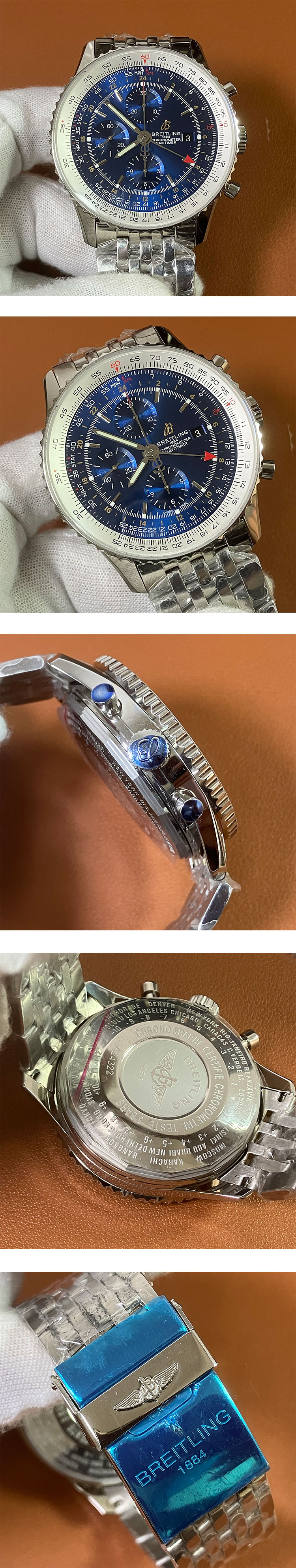 ブライトリングコピー時計N級品 ナビタイマー クロノグラフ GMT46 A24322121C2X1 ブルー