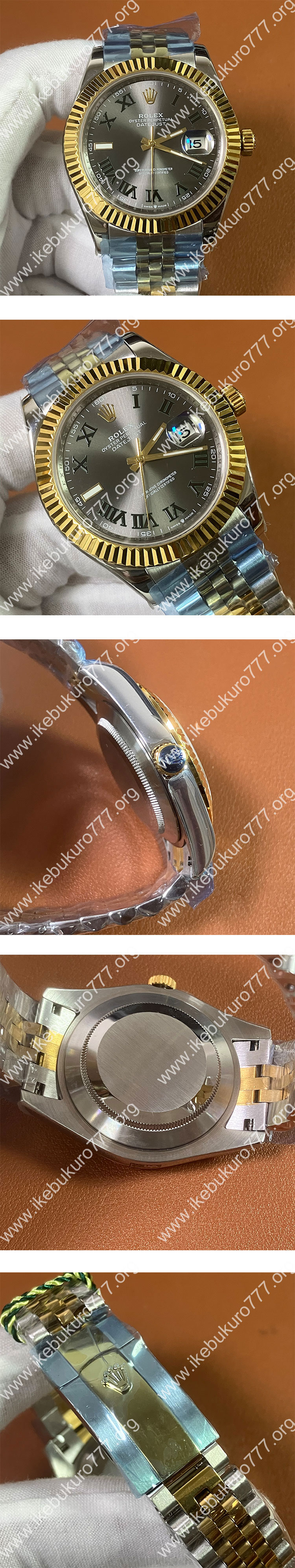 質感良好 ロレックスコピー 126333 デイトジャスト 41mm グレー/グリーンローマ 腕時計通販