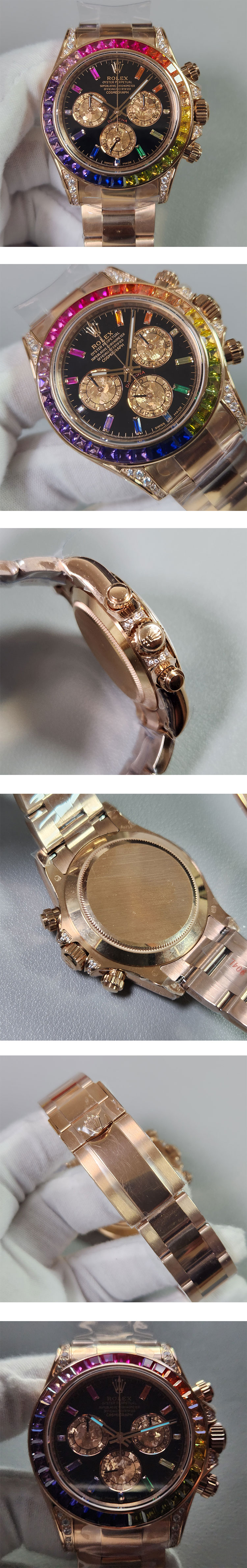 好評人気 ROLEXコピー時計デイトナRef.116595RBOW (noob工場 v10)Cal.4130搭載 AUTOMATIC クロノグラフ ブラック