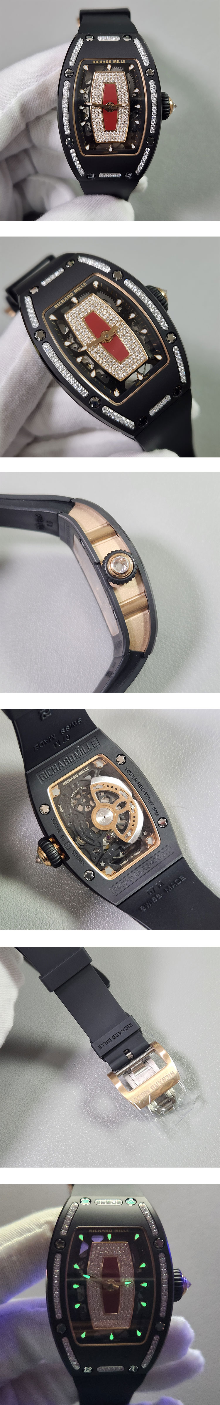 BBA製 宝飾時計のリシャールミルコピーRM 07-01 ブラックセラミックス ジェムセット 最高品質