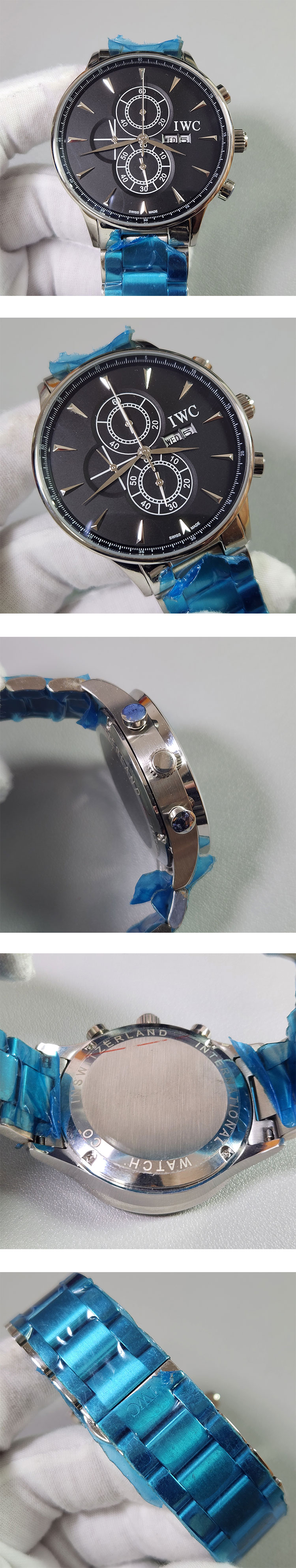 TT製 おすすめ商品 IWC ポルトギーゼクロノクラフ稼働 クオーツムーブメント 日付、曜日 ブラック文字盤