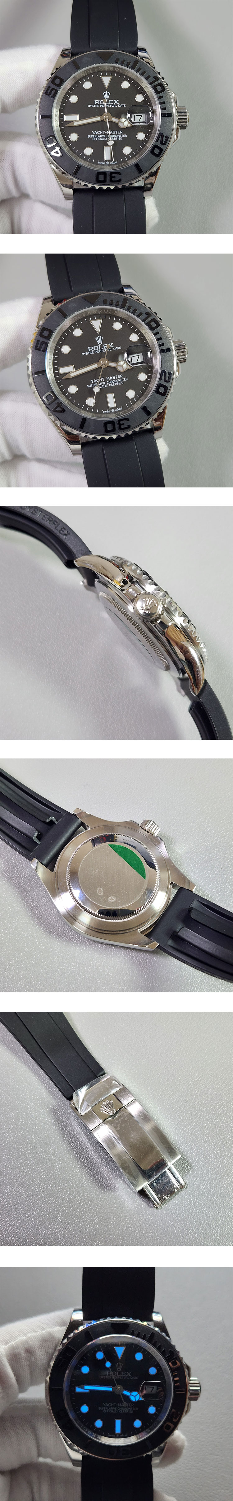 TTメーカー製 売上トップROLEXヨットマスター(ブラックダイヤル＆ラバーバンド)