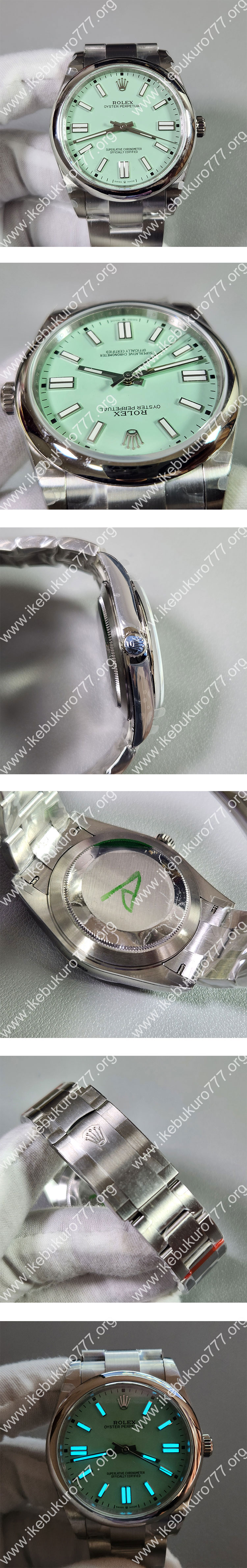 GM製ロレックスコピー M134300-0006 オイスターパーペチュアル 41mm ピスタチオグリーン