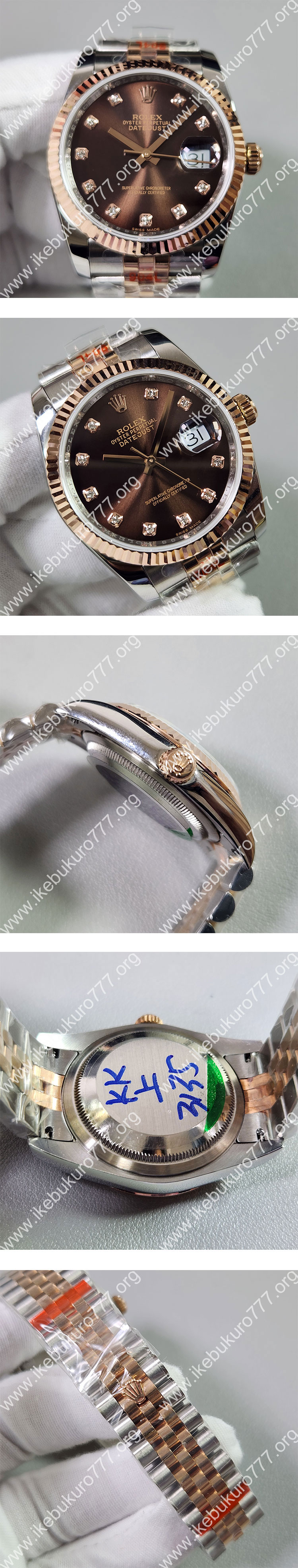 【GM製、砲金】ロレックスコピー 116231 デイトジャスト 36mm ブラウン 18K 高級腕時計ブランド