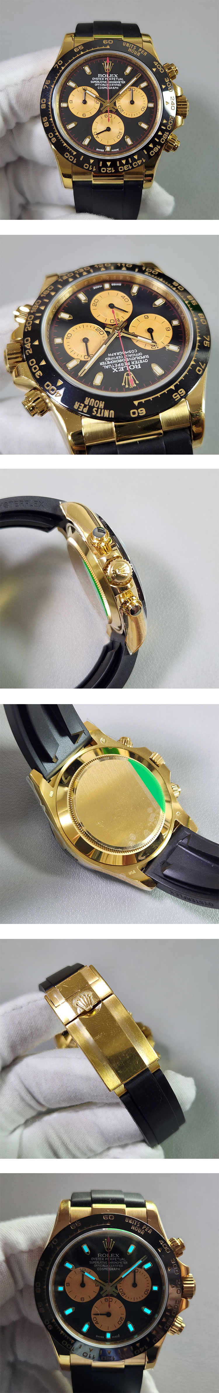 TW製高品質ロレックスコピー時計  デイトナ 116518LN ブラック/シャンパン 厚さ12.4mm