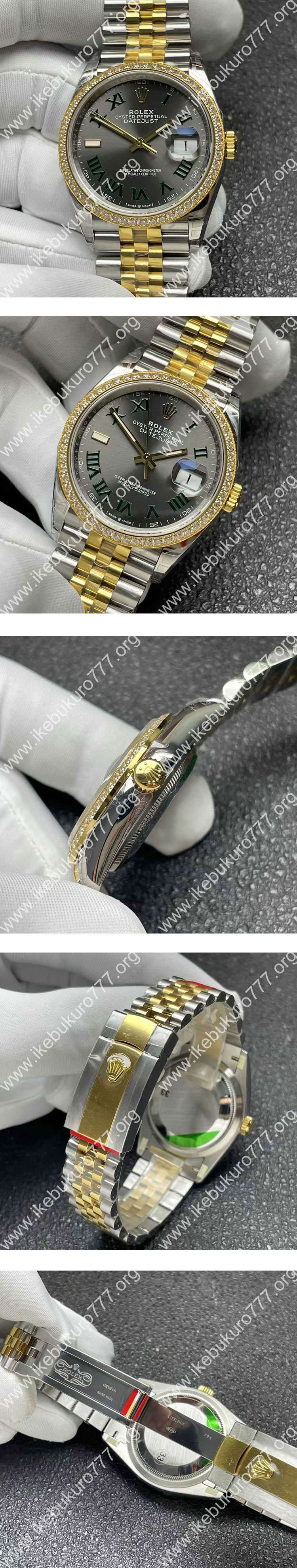GM製スーパーコピー ロレックス M126283RBR-0021デイトジャスト 36mm グレー グリーンローマ 3235搭載