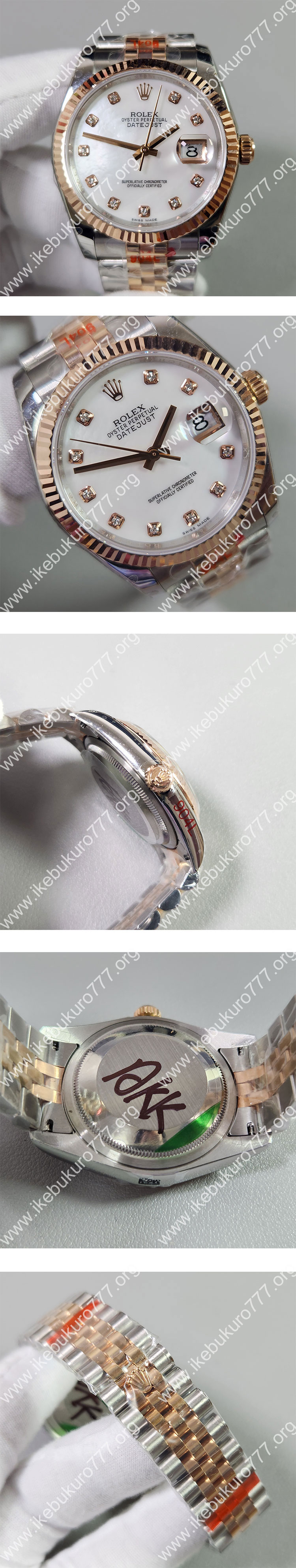 GM製 ロレックスコピー 116231-0097 デイトジャスト 36mm ホワイトシェル 18K 砲金